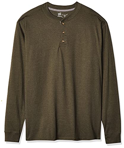 Hanes mens Long Sleeve Beefy Henley Shirt camouflage Green Heather Small Hanes mens Long Sleeve Beefy Henley Shirt camouflage Green Heather Small