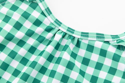 LIZENS Girls Two Piece Swimwear Green Checkered Tankini Set Cute Bathing Suits for Kids4