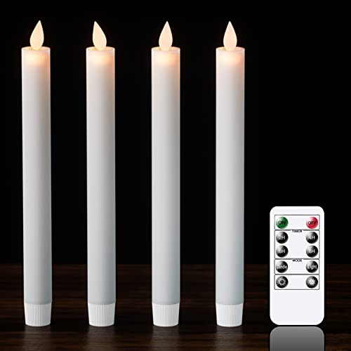 Velas cónicas sin llama blancas con control remoto LED a pilas pack de 4