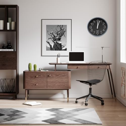 Relógio de Parede Grande Silencioso Moderno Fundo Branco Preto 30cm (PRETO BORDA CINZA)