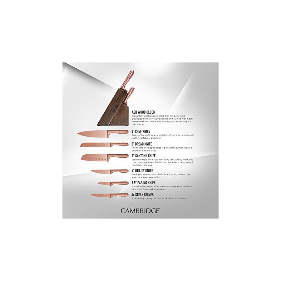 Cambridge-Silversmiths-Rame-Hammered-Copper-12-Piece-Cutlery-Set-with-Block Cambridge Silversmiths Rame Hammered Copper 12-Piece Cutlery Set with Block