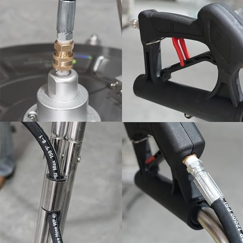 Hourleey 24" Pressure Washer Surface Cleaner with Dual Handles, Stainless Steel Surface Cleaner with 4 Wheels for Driveways, Pathway, Sidewalks, Patios, Decks, 4500 PSI with 3/8" Quick Connector Kit
