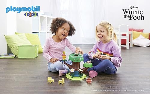 Playmobil 71316 1.2.3 & Disney: Winnie l'ourson et Porcinet avec cabane - avec Deux Personnages et l'arbre-cabane - Mes Premiers Apprendre en s'amusant - pour Les Tout-Petits 18-36 Mois