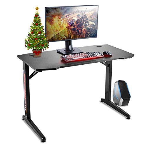 Gaming Tisch Groß Gaming Schreibtisch Verbessert Geschwindigkeit Computertisch L-Form Bürotisch Arbeitstisch mit Kabelkanal für Kinder Zocker