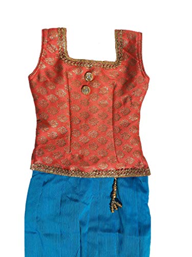 Image of Ashwini Girl's Polyester Pattu Pavadai With Skirt
