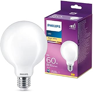 Philips LED Premium Frosted G93 Globe Light Bulb [E27 Edison Screw] 7W - 60W Equivalent, Warm White (2700K), Non Dimmable