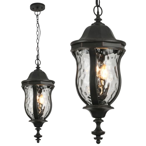 Image of Large Outdoor Pendant Light Fixtures 23.6'' Exterior Hanging Lantern