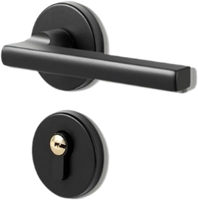 Household Black Space Aluminum Split American Style Indoor Bathroom Door Lock Mute Simple Entry Door Lock(Sifang Yahei)