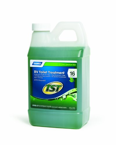 Camco TST Fresh Scent RV Toilet Treatment, Formaldehyde Free, Breaks Down Waste And Tissue, Septic Tank Safe, Treats up to 16 - 40 Gallon Holding Tanks (64 Ounce Bottle) - 40225
