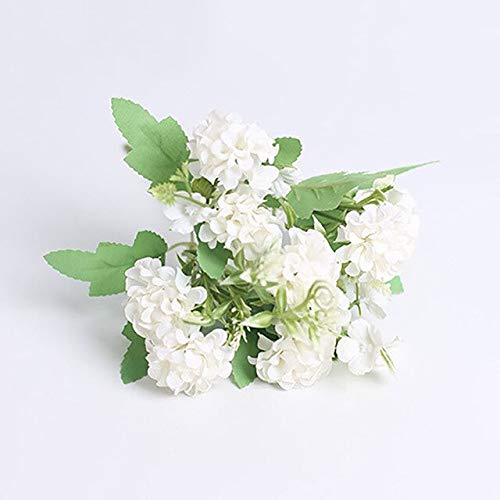 ZCMTD 9 têtes artificielles Hortensia Fleurs Bricolage décoration de Mariage Fausse Fleur mariée Tenant Petit Bouquet Hiver décoration de la Maison Blanc