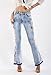 CHARTOU Womens Chic Floral Embroidered High-Rise Bell Bottom Flare Jeans Broad Feet Long Denim Pants (Blue4, Medium)