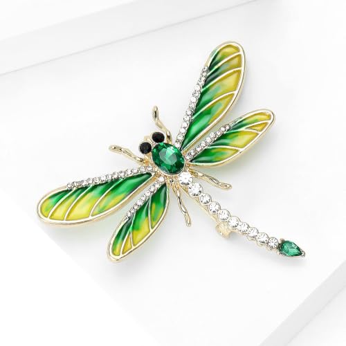 Image of Dragonfly Brooch and Pins for Women Enamel /Rhinestone Crystal Dragonfly Animals Brooches Jewelry for Mom Wife Elegant Dress Accessories Birthday Gifts