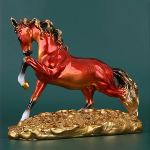 Estatua de Caballo Galopando en Resina con Base de Monedas miniatura 2