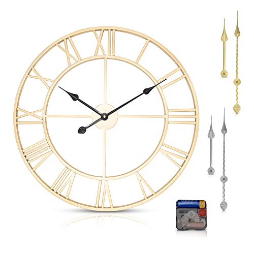 Large Wall Clocks - Roman Numeral Style - Vintage Décor- Elegant Farmhouse Clocks - Battery Operated Wall Clocks - Classic Gold Clock - 30” Diameter - Extra's Included - Usa Owned Company 🇺🇸 #TOP20