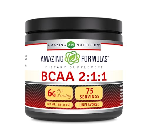 Amazing Formulas BCAA 2:1:1 Powder | 75 Servings | 6 Grams Per Serving | 1 Lb Unflavored Supplement | Made in USA