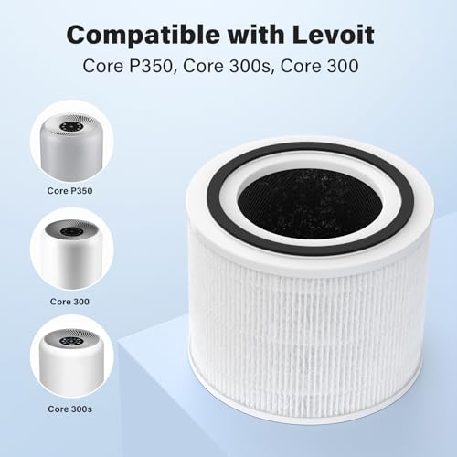 Image of P350 Replacement Filter for LEVOIT Core P350 Air Purifier, Pet Care True HEPA Filter Replacement, Part # Core P350-RF, 4 Pack