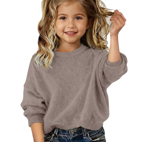 Jersey de punto para niña cuello redondo suelto ropa basica combinable diario