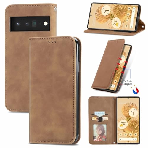 Étui pour Google Pixel 6 König Design marron avec support clapet