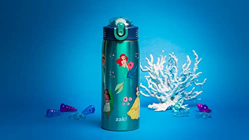 Zak Designs Disney Princess Water Bottle For Travel And At Home, 19 Oz Vacuum Insulated Stainless Steel With Locking Spout Cover, Built-In Carrying Loop, Leak-Proof Design (Disney Princess) #TOP7