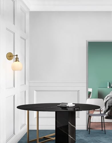 Applique vintage con paralume a globo in vetro bianco latte, lampada da parete moderna a 1 luce per interni per soggiorno camera da letto bagno - Illuminazione - Immagine 8