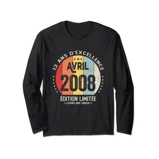 13 años, cumpleaños, niño, niña, regalo de mayo de 2008. Manga Larga