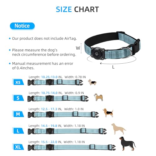 Image of Upgrade Dog Collar with AirTag Holder, IP68 Waterproof, Light Blue, XL