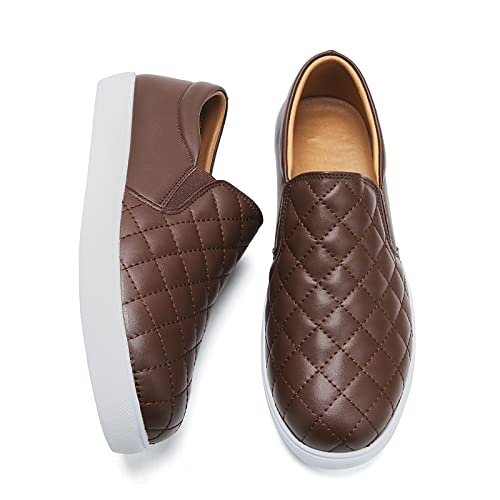 Image of VOCNTVY Loafers for Women Quilted Slip On Shoes Casual Fashion Sneakers | Non-Slip TPR Sole, Faux Leather Upper, Memory Foam Insole, Blister-Free Heel, All Day Walking Comfort for Daily Work Wear