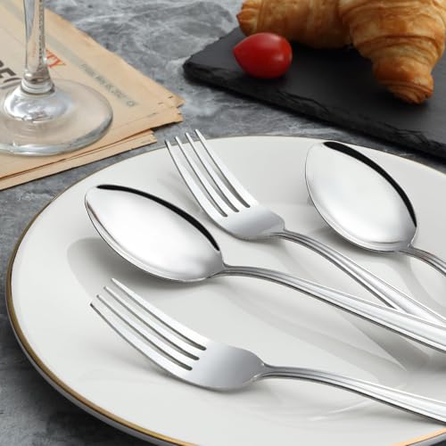 Image of Unokit Forks and Spoons Silverware Set - 24-Piece Food Grade Stainless Steel Silverware for Home, Kitchen and Restaurant, 12 Forks and 12 Spoons