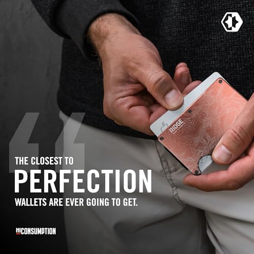 Image of Ridge Wallet for Men - Slim Minimalist Compact Wallet and Card Holder, RFID Protected Front Pocket Wallets for Men with Integrated Cash Strap (The Narrows Topographic)