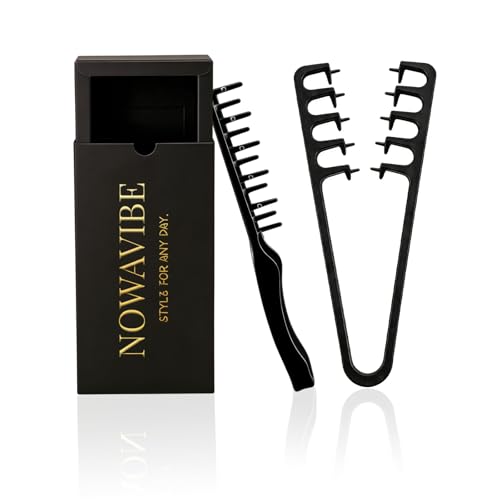Nowavibe Magic Comb for Men Wide-Tooth Volumising Styling Tool with Root Lift & Texture Control. For Fringes Curls & All Hair Types. Dry/Wet Use for Travel & Home Grooming. 2-Pack.