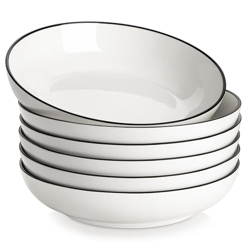 MALACASA, Serie Regular, 6 Teilig Pastateller Suppenteller Cremeweiße...