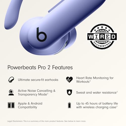 Beats Powerbeats Pro 2 - Wireless Noise Cancelling Workout Earbuds with Secure- Fit Earhooks, Up to 45-Hour Battery with Charging Case, Sweat & Water Resistant, Heart Rate Monitoring - Hyper Purple - Image 3