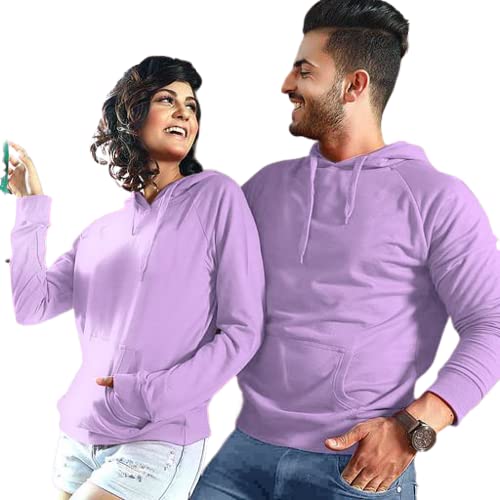 ELLITIELLIT Men's & Women's Casual Solid Full Sleeve Cotton T Shirt,Plain Warm Pullover Monkey Cap, Hooded Neck, Regular Fit, Sweatshirts Hoodies for Couple- Pack of 2