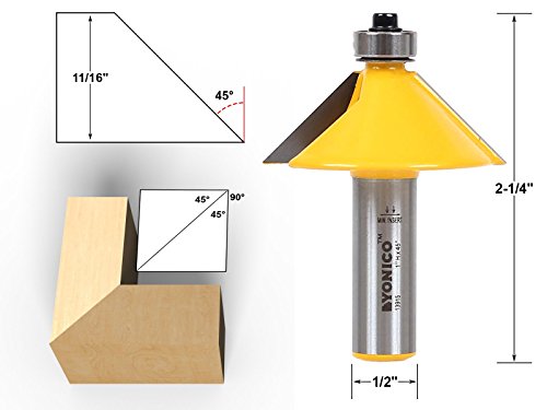 Image of YONICO Chamfer Router Bits Bevel Edge Forming Set 5 Bit 1 /2-Inch Shank 13508