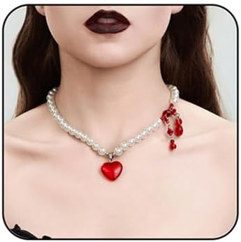 Gothic Blood Pearl Choker Necklace for Women Adjustable Dripping Blood Bleeding Pearls Necklaces Vintage Multiply Layered Vampire Necklace Goth Halloween Party Jewelry