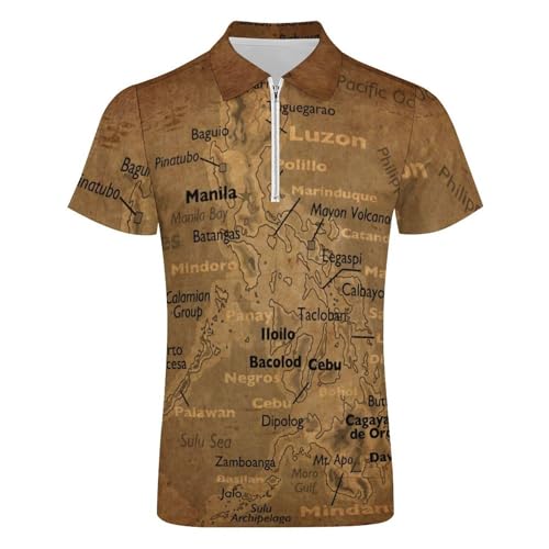 Vintage Maps of The Philippines Men's Short Sleeve Polo Shirts Sports Shirts, Golf Shirts4