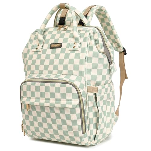 Image of GAIVP Baby Diaper Bag Backpack for Mom, Large Capacity Travel Nappy Bag for Boys & Girls with Stroller Straps,Insulated Pockets (Corduroy Checkered Green)