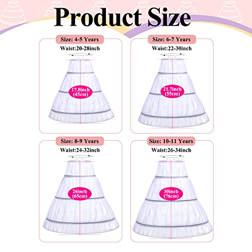 Jiuguva Girls' 3 Hoops Petticoat Full Slip Crinoline Skirt Ball Gown Petticoat Skirt Toddler Underskirt Slip for Girls2