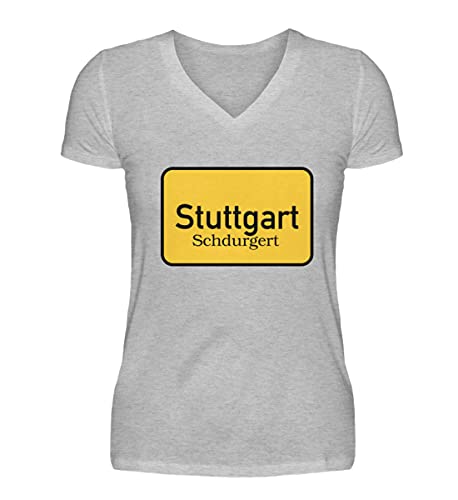 T-shirt col en V femme gris Stuttgart L avec encolure élégante