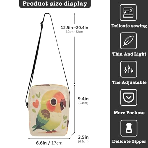 Cute Parrot Simple messenger bag for men over the shoulder bags for men Shoulder Handbags Adjustable Strap for Outdoor Daily Casual3