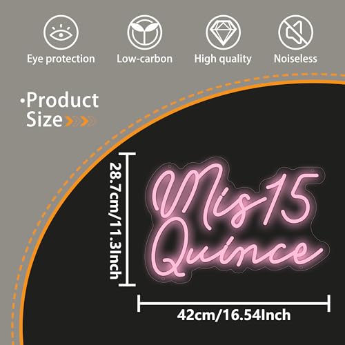 Image of Moneter Mis 15 Quinceanera Neon Signs for Wall Decor Neon Lights for Bedroom Led Signs Suitable for Quinceanera Christmas Birthday Party Unique Gift for Girls