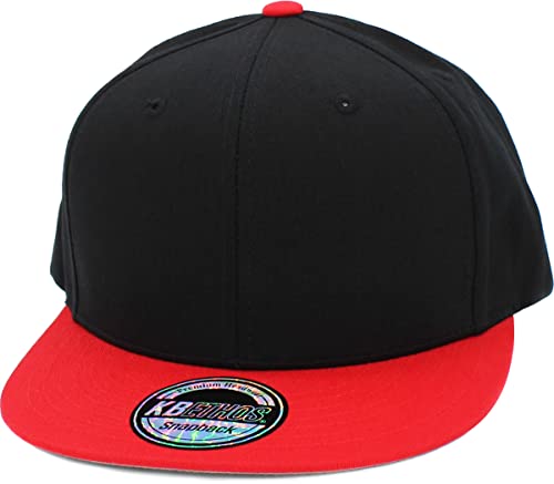 Image of KBETHOS Classic Snapback Hat Blank Cap Underbrim Cotton Wool Blend Flat Visor Adjustable Unisex