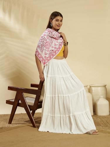 Image of Ravaiyaa - Attitude is everything Sanganer Hand Block Printed Scarves Pure Cotton Scarf Square Hijab Dupatta 40 inch X 40 inch Inch