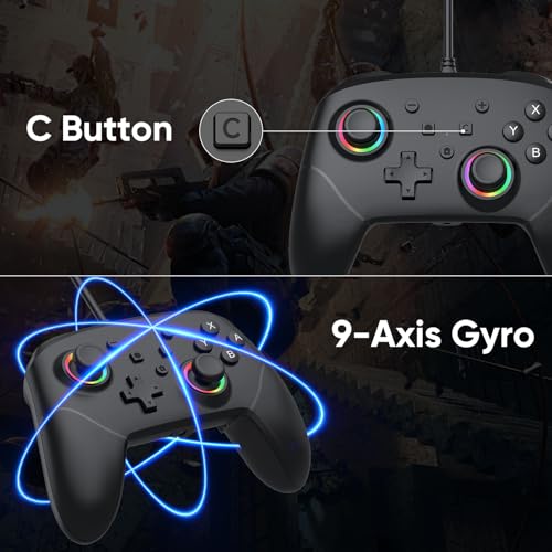image for BETMI Wired Pro Controller for Switch 2, C Button, 9-Axis, Hall Effect