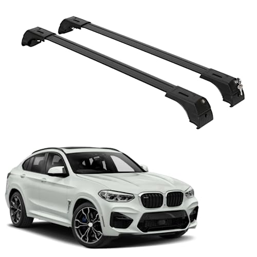 ERKUL Roof Rack Cross Bars for BMW X4 G02 2019-2025 | Aluminum Crossbars with Anti Theft Lock for Rooftop | Compatible with Flush Rails - Black