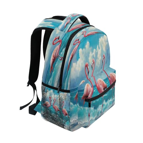 Dussdil Summer Beach Pink Flamingos Bird (5) Kids Backpack School Backpacks for Boys Girls 16 IN Book Back Pack Bag Casual Travel Daypack with Adjustable Shoulder Strap Zipper2