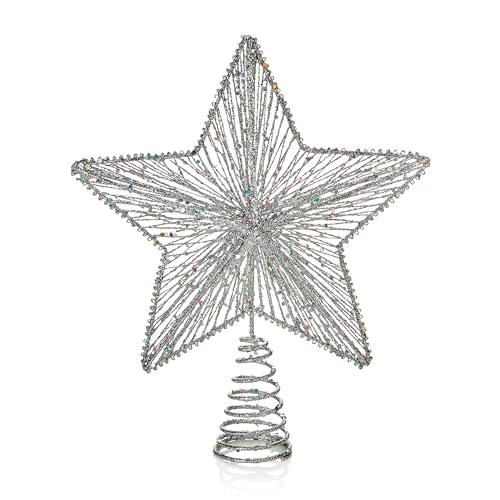 Decoración para árbol de Navidad de estrella plateada de 30 cm festiva 2