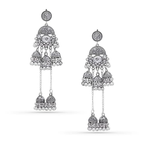 Image of Rubans Oxidised Jhumka Earrings Ghungroo Boho Statement Jewellery Gift for Women & Girls