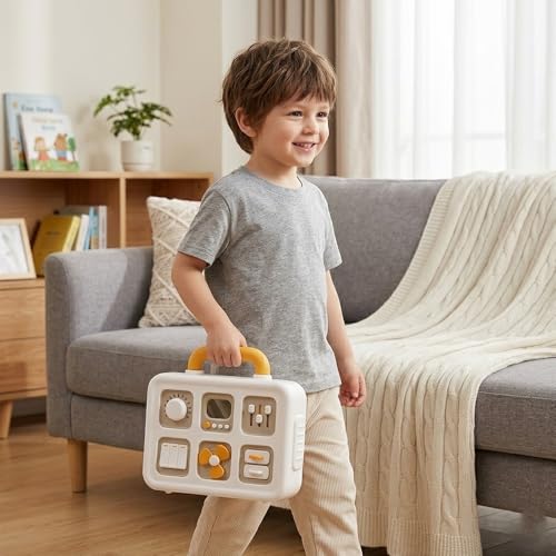 Image of Montessori Busy Board for Toddlers 1-3 Years, Portable Sensory Activity Board Skills Learning Toy, Travel Toy for Toddlers Boys Girls