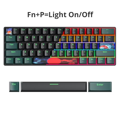 Image of Mini 60% Wired Gaming Keyboard Mechanical for Mac /Win,Waves B